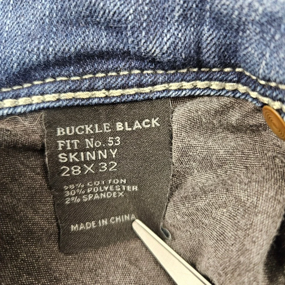 Buckle Black Fit No. 53 Skinny Jeans Mens Distressed Blue Denim Low Rise
